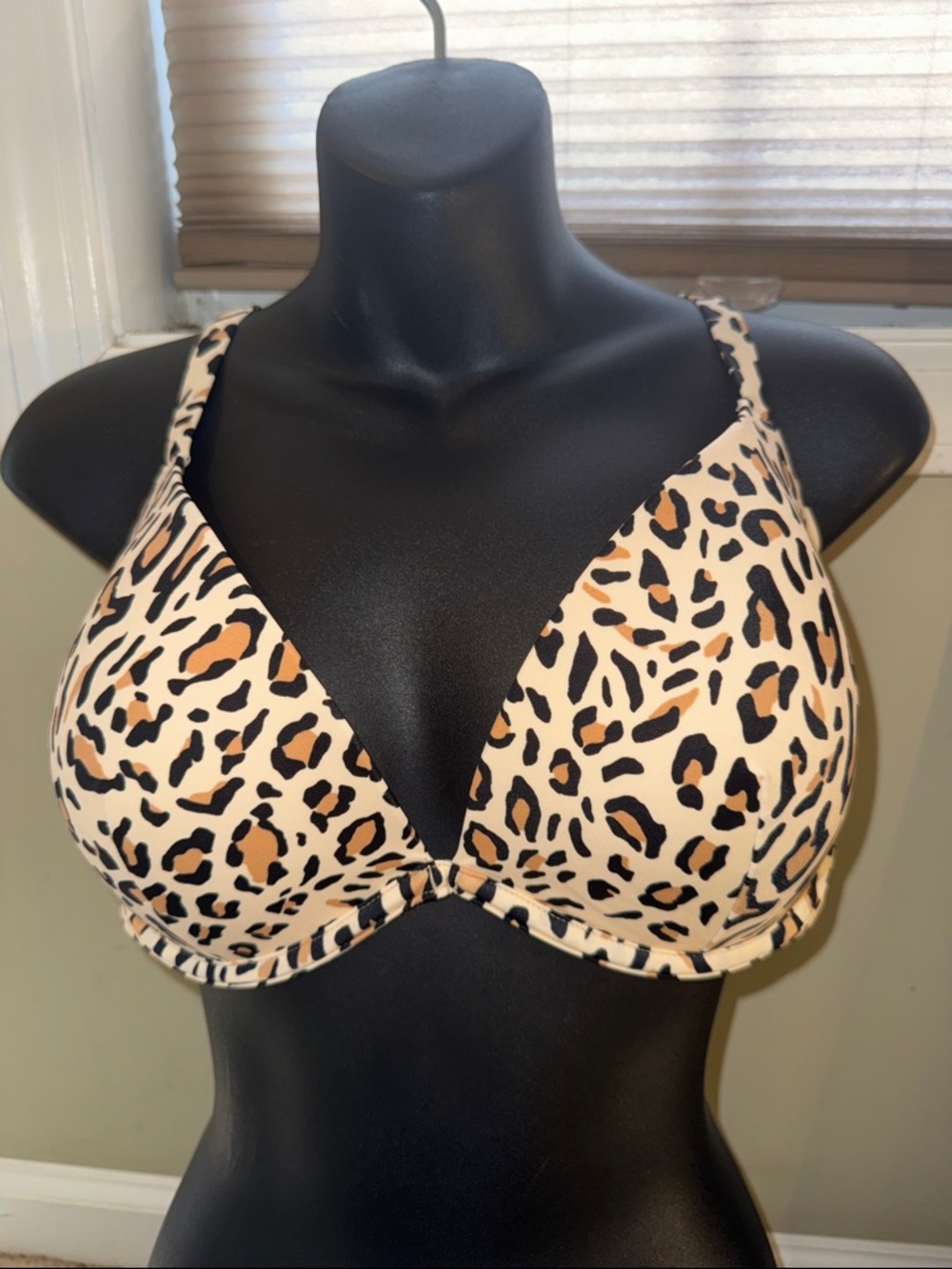Leopard Print Push-Up Bikini Top in Beige/Tan UNDERWIRE